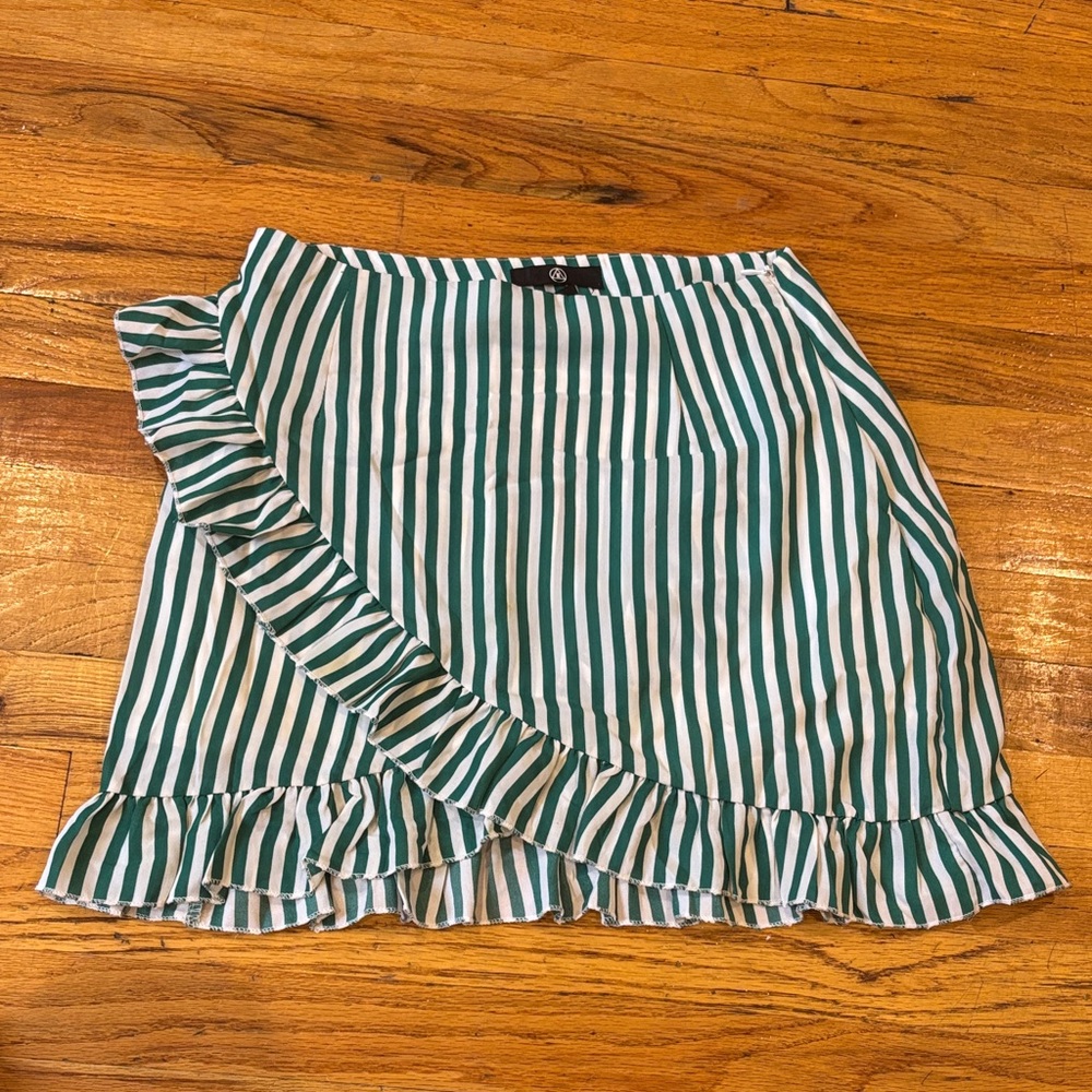 ASOS Green and White Striped Mini Skirt